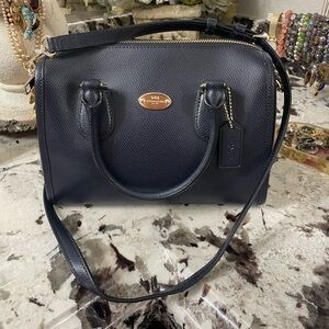 NWOT Coach Mini Bennett Satchel Crossgrain Leather Handbag Navy Blue